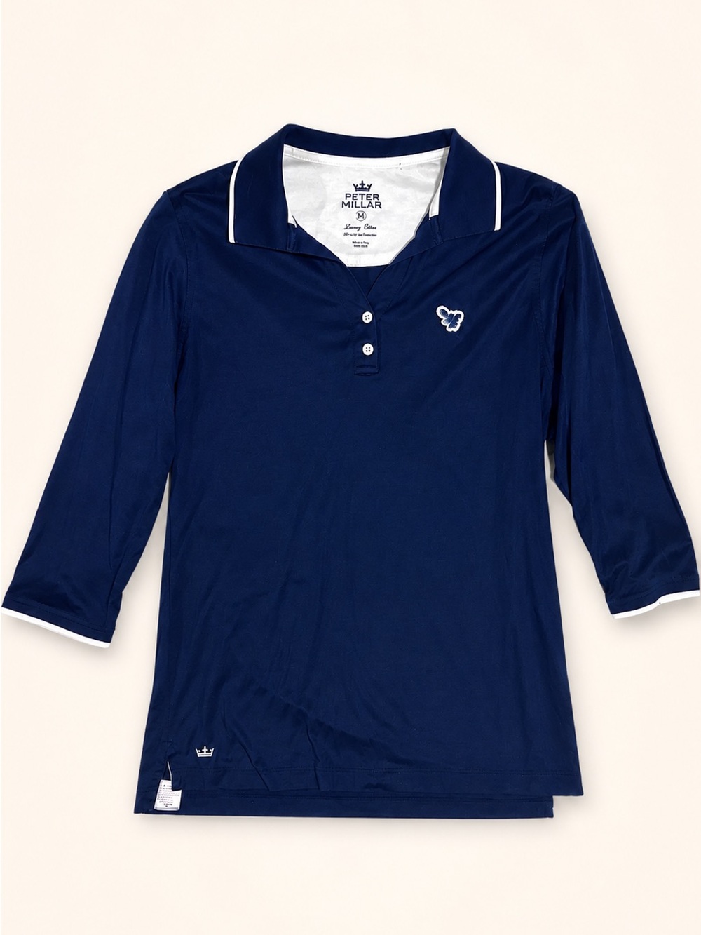 Peter Millar Navy 3/4 Sleeve Golf Polo Shirt Women’s M